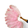 Single layer pink Beginner’s Ostrich Feather Fan 25"x 45"