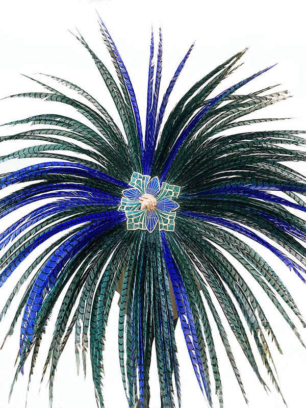 Custom color artistic huge Tall Pheasant Feather fan 38