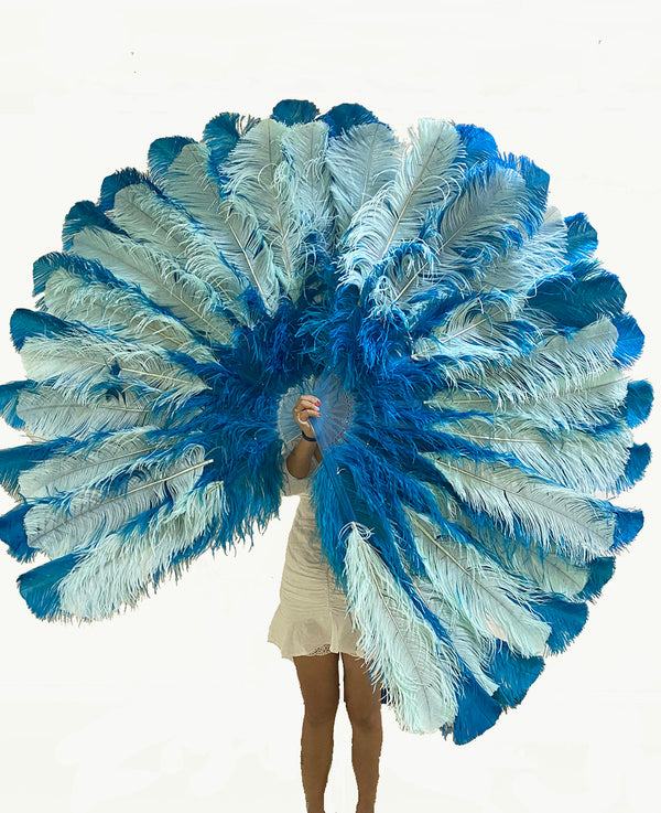 Custom Mix color Professional 3 Layers Ostrich Feather Fan 34