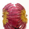 Mix topaz & burgundy 2 Layers Ostrich Feather Fan 30''x 54'' with Travel leather Bag.