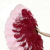 Mix burgundy & pink 3 Layers Feather fans with aluminum staves.