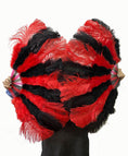 Load image into Gallery viewer, Beginner Mix Black & red Marabou & Ostrich Feather fan 21"x 38"
