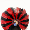 Leque de penas de avestruz Marabou preto e vermelho Mix 21&quot; x 38&quot; com bolsa de couro de viagem
