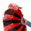 Mix aus schwarzen und roten Marabou-Straußenfedern, 21 x 38 cm, mit Reise-Ledertasche