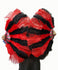 Веер из страусиных перьев марабу, черный и красный, 21 x 38 дюймов, с дорожной кожаной сумкой