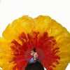 Mix red & Golden 2 Layers Ostrich Feather Fan 30''x 54'' with Travel leather Bag