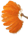 Charger l'image dans la visionneuse de galerie, A pair Single layer orange Beginner’s Ostrich Feather Fan - hotfans
