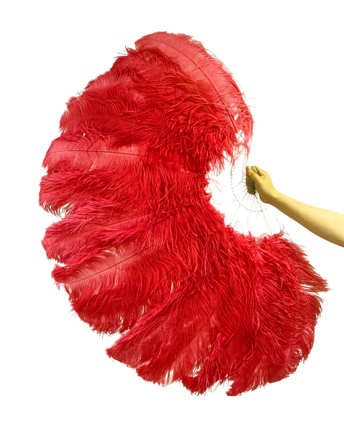 single layer Ostrich Feather Fan Double side Full open 180 degree 25"x 52"