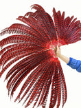 Load image into Gallery viewer, Red huge Tall Pheasant Feather Fan Burlesque Perform Friend.
