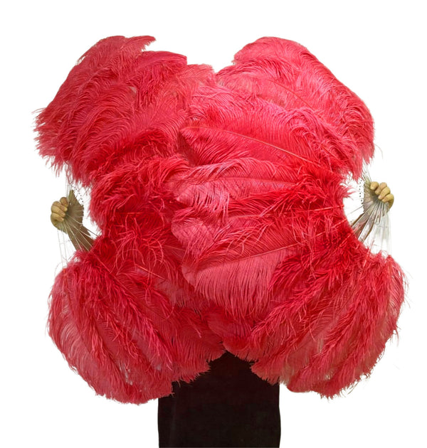 single layer Ostrich Feather Fan Double side Full open 180 degree 25