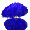 Royal blue 3 Layers Feather fans with aluminum staves.
