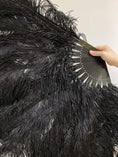 Load image into Gallery viewer, Black Advanced XL 2 Layers Ostrich Feather Fan 34"x 60" - hotfans
