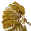 Beige / topaz single layer Double side Ostrich Feather Fan 25"x 47"