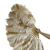 Beige / topaz single layer Double side Ostrich Feather Fan 25"x 47"