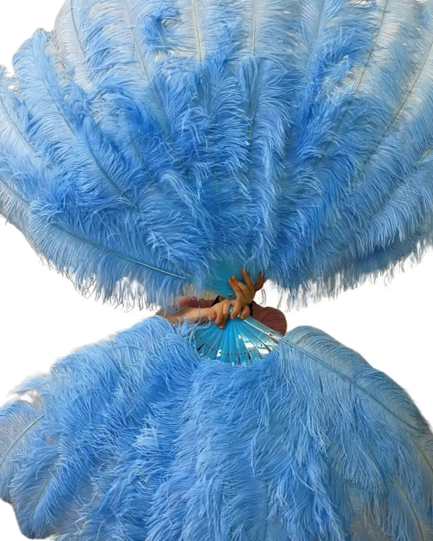 Professional Triple Layers Ostrich Feather Fan 32"x 54"