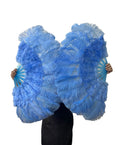 Load image into Gallery viewer, Beginner sky blue Marabou & Ostrich Feather fan 21"x 38"
