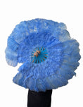 Load image into Gallery viewer, Beginner sky blue Marabou & Ostrich Feather fan 21"x 38"
