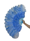 Load image into Gallery viewer, Beginner sky blue Marabou & Ostrich Feather fan 21"x 38"
