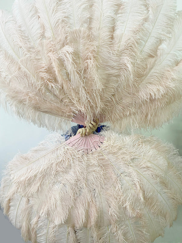 Desert sand Advanced XL 2 Layers Ostrich Feather Fan 34''x 60''