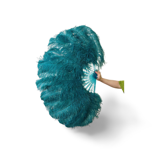 single layer Ostrich Feather Fan Full open 180 degree 25