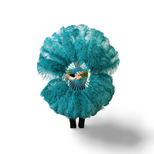 single layer Ostrich Feather Fan Full open 180 degree 25