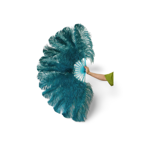 single layer Ostrich Feather Fan Full open 180 degree 25