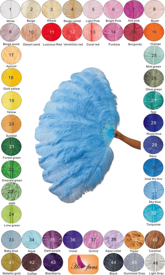 Professional Triple Layers Ostrich Feather Fan 32"x 54"