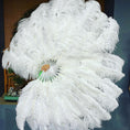 Load image into Gallery viewer, White Advanced XL 2 Layers Ostrich Feather Fan 34"x 60"
