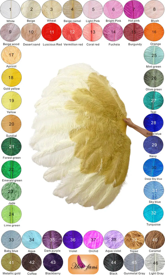 Erweitert Vergrößern Farbe auswählen XXL 2 Lagen Straußenfeder Fächer 38"X64"