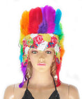 Load image into Gallery viewer, Rainbow feather sequins crown las vegas dancer showgirl headgear headdress.
