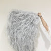 Burlesque Fluffy gris claro Abanico en cascada Plumas de avestruz Abanico Boa 42 "x 71".