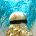 Load image into Gallery viewer, Teal Showgirl Open Face Ostrich feather Headdress.
