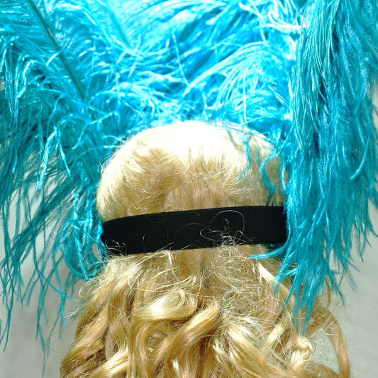 Teal Showgirl Open Face Ostrich feather Headdress.