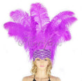 Load image into Gallery viewer, lavender Showgirl Open Face Ostrich feather Headdress.
