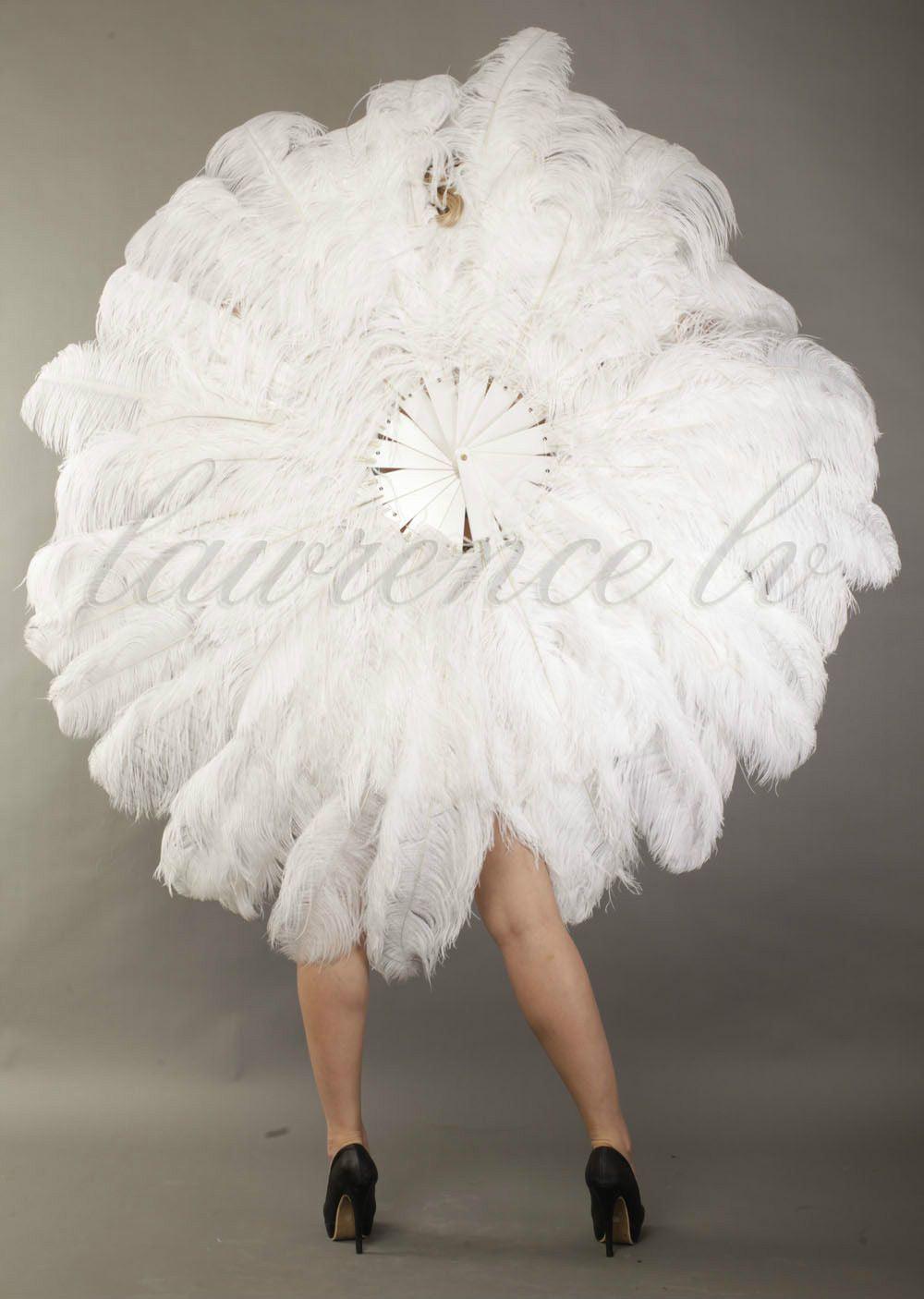 White Tribute 360 degree ostrich feather Backpiece - hotfans