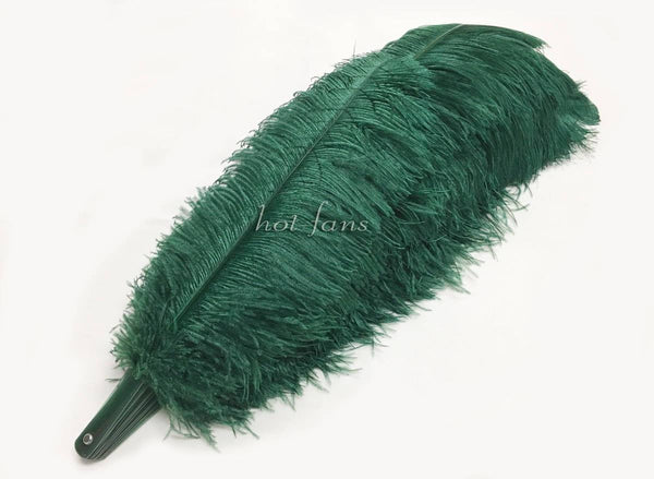 Forest green 3 Layers Ostrich Feather Fan Opened 65