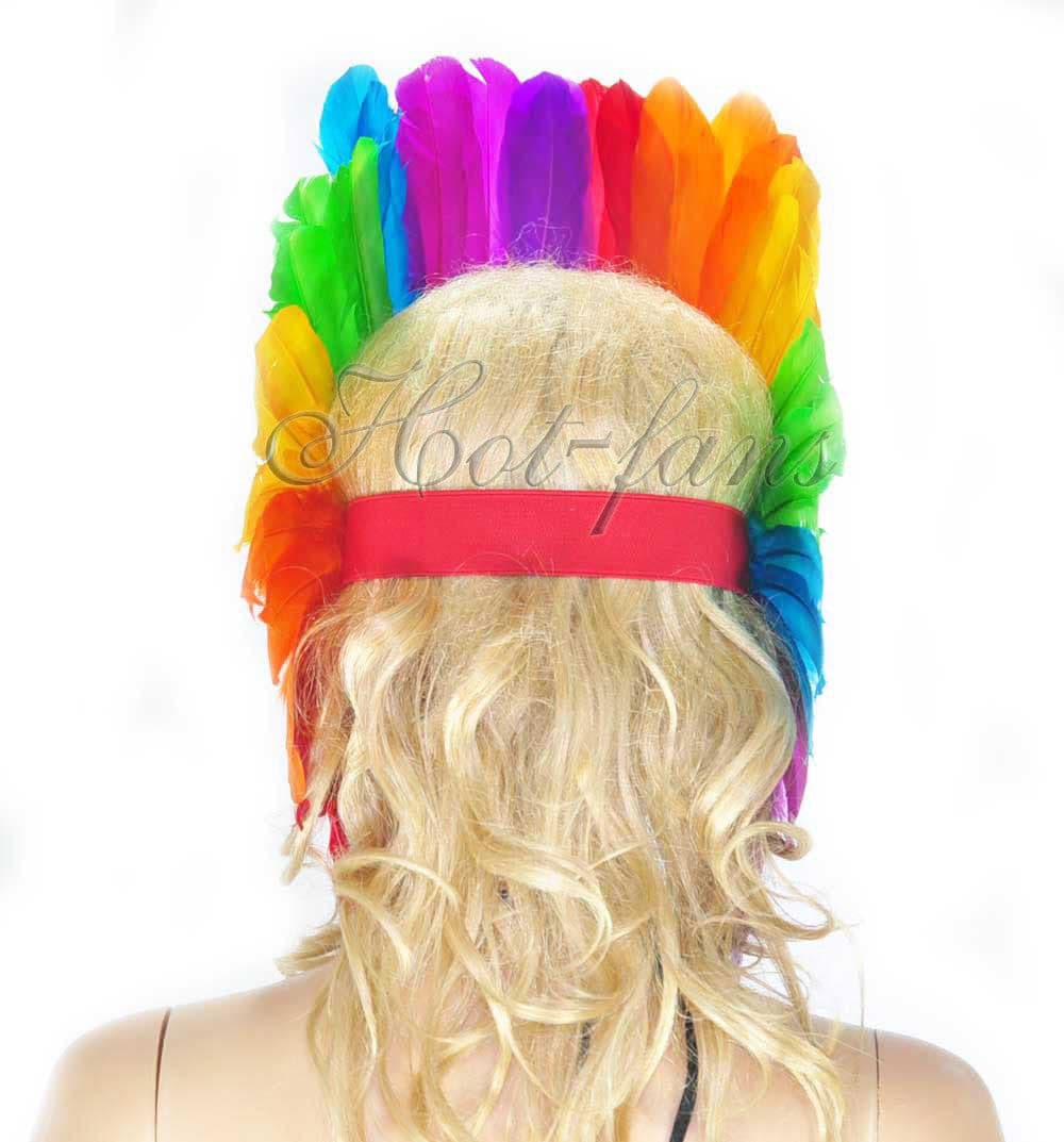 Rainbow feather sequins crown las vegas dancer showgirl headgear headdress.