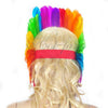 Corona de lentejuelas de plumas de arco iris tocado de tocado de bailarina showgirl de las vegas.