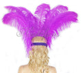 Load image into Gallery viewer, lavender Showgirl Open Face Ostrich feather Headdress.
