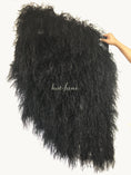 Load image into Gallery viewer, Burlesque Fluffy black Waterfall Fan Ostrich Feathers Boa Fan 42"x 78".
