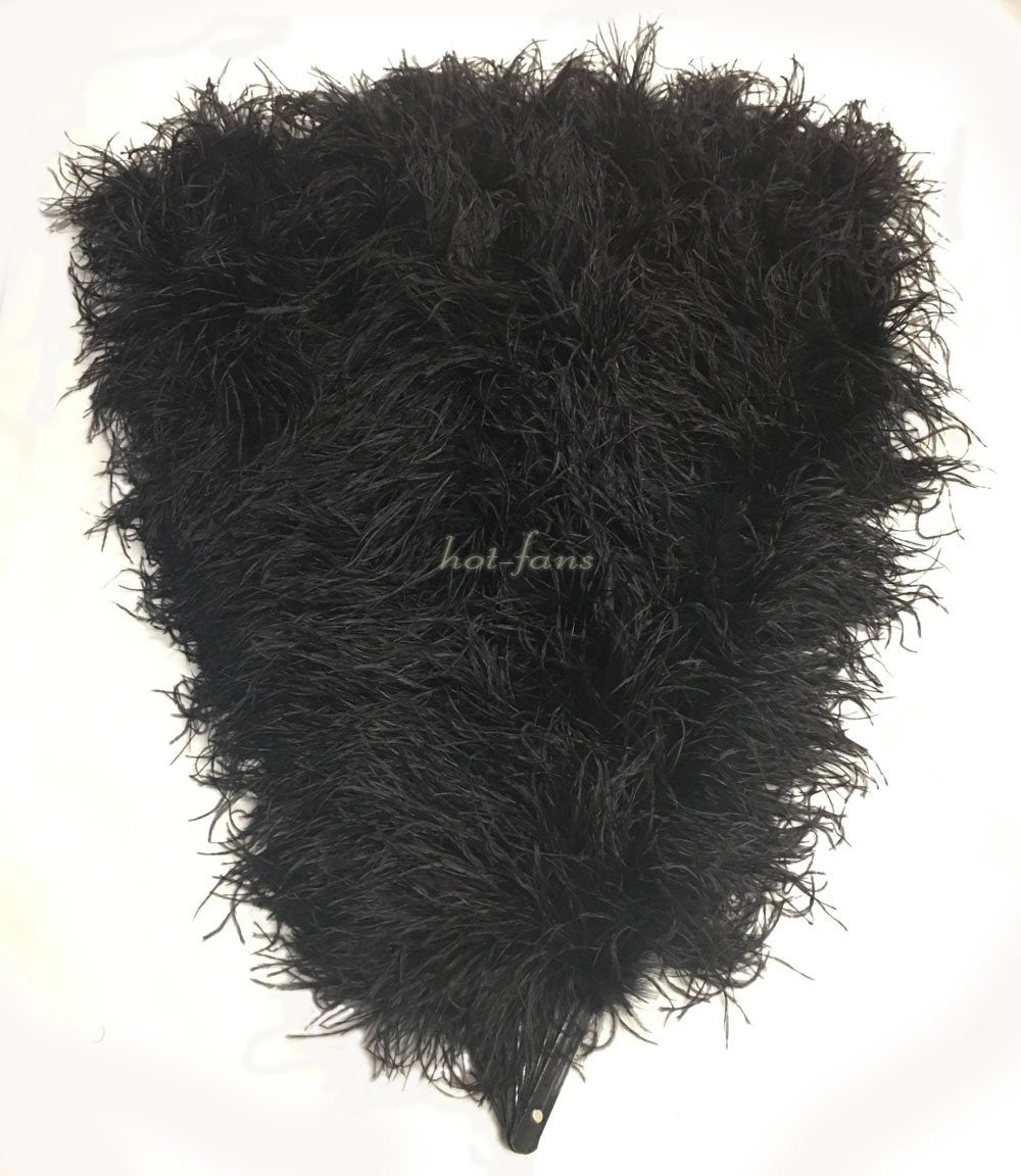 Burlesque Fluffy black Waterfall Fan Ostrich Feathers Boa Fan 42"x 78".