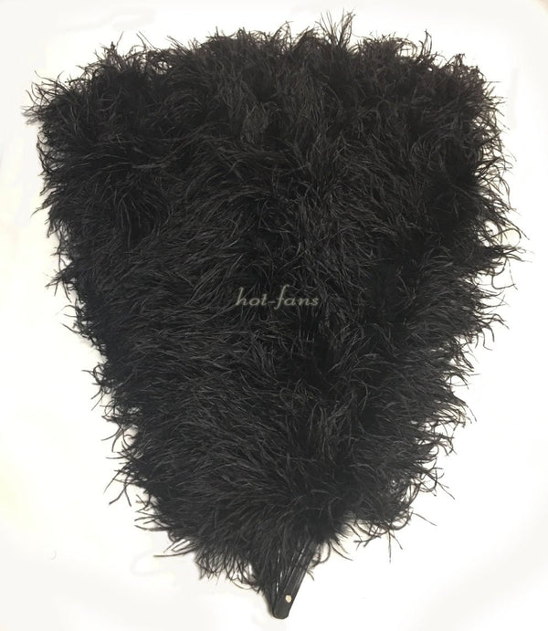 Burlesque Fluffy black Waterfall Abanico Plumas de avestruz Boa Fan 42