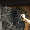Sort Marabou Ostrich Feather fan 21 "x 38" med rejsetaske i læder.