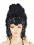 Load image into Gallery viewer, Black feather sequins crown las vegas dancer showgirl headgear headdress.
