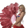 Burgundy single layer Ostrich Feather Fan with leather travel Bag 25"x 45".