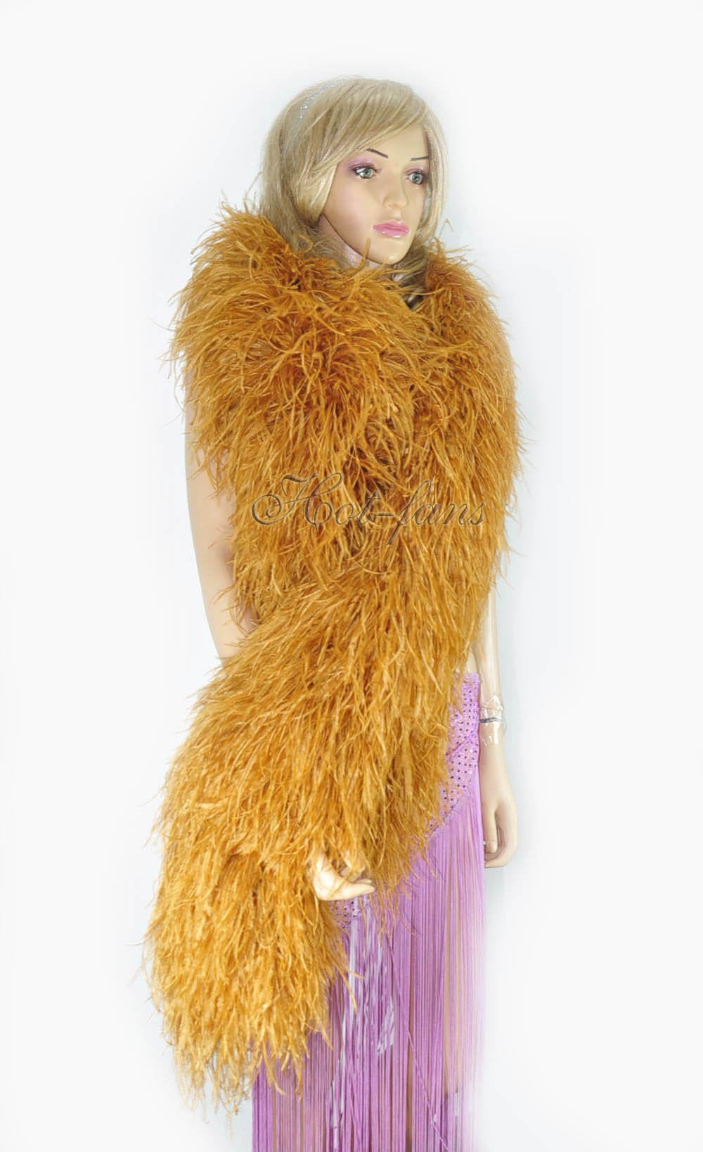 20 Ply Mix Deep Orange & White Luxury Ostrich Feather Boa 71 (180 cm ) Long