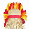 Corona de lentejuelas de plumas de fuego tocado de tocado de bailarina showgirl de las vegas.