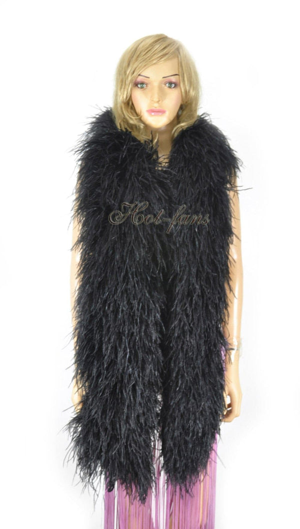 20 ply Black Luxury Ostrich Feather Boa 71