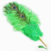 Abanico de plumas de avestruz de marabú y pavo real verde esmeralda de 24&quot;x43&quot; con bolsa de cuero de viaje.