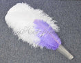 Load image into Gallery viewer, Mix white & aqua violet 2 Layers Ostrich Feather Fan 30''x 54'' with Travel leather Bag.
